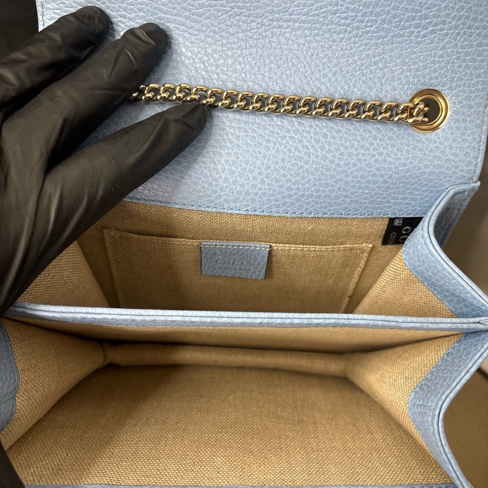 Gucci Pale Blue Leather Chain Crossbody Bag with Siver Hardware - Picture 16 of 16